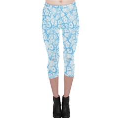 Officially Sexy Baby Blue & White Cracked Pattern Capri Leggings 