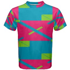 Rectangles And Diagonal Stripes Men s Cotton Tee