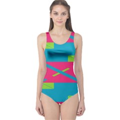 Rectangles And Diagonal Stripes Women s One Piece Swimsuit