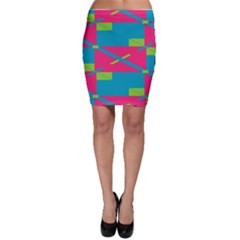 Rectangles And Diagonal Stripes Bodycon Skirt