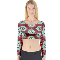 Hexagons Pattern Long Sleeve Crop Top