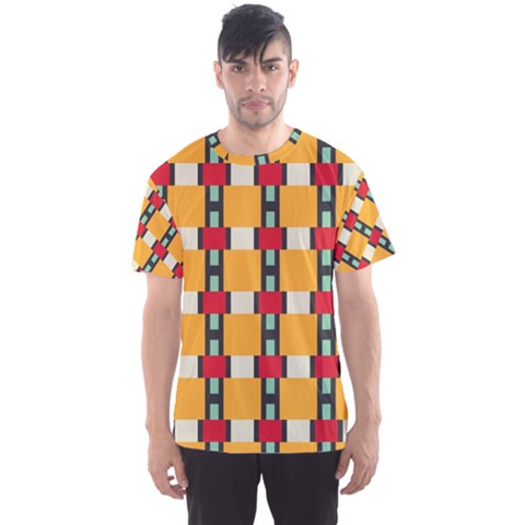 Rectangles And Squares Pattern Men s Sport Mesh Tee by LalyLauraFLM