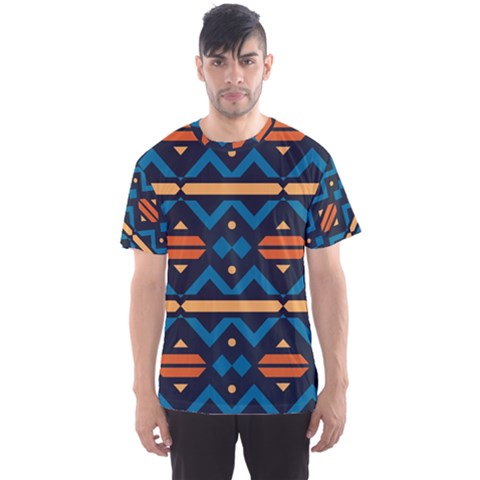 Rhombus  Circles And Waves Pattern Men s Sport Mesh Tee by LalyLauraFLM