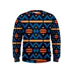 Rhombus  Circles And Waves Pattern  Kid s Sweatshirt