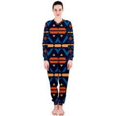 Rhombus  Circles And Waves Pattern Onepiece Jumpsuit (ladies)