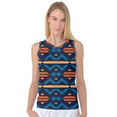 Rhombus  Circles And Waves Pattern Women s Basketball Tank Top