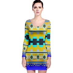 Rectangles And Other Shapes Long Sleeve Bodycon Dress