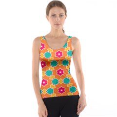 Pink Flowers Pattern Tank Top