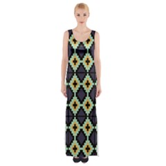 Pixelated Pattern Maxi Thigh Split Dress