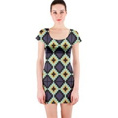 Pixelated Pattern Short Sleeve Bodycon Dress