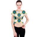 Blue stars and honeycomb pattern Crew Neck Crop Top View1