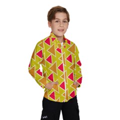 Red Brown Triangles Pattern Wind Breaker (kids) by LalyLauraFLM