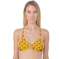 Red Brown Triangles Pattern Reversible Tri Bikini Top