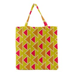 Red Brown Triangles Pattern Grocery Tote Bag