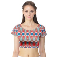 Rhombus And Ovals Chains Short Sleeve Crop Top