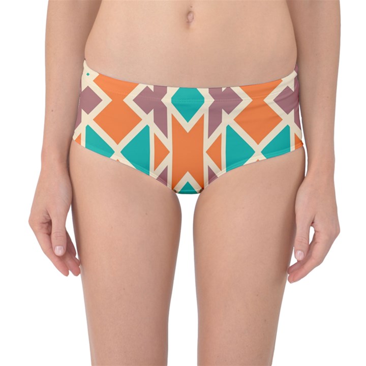 Rhombus triangles and other shapes Mid-Waist Bikini Bottoms