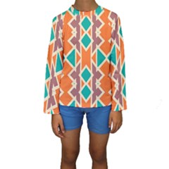 Rhombus Triangles And Other Shapes  Kid s Long Sleeve Swimwear