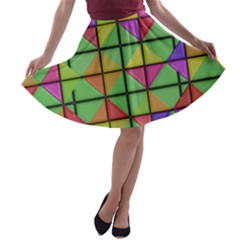 3d Rhombus Pattern A-line Skater Skirt by LalyLauraFLM