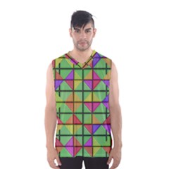 3d Rhombus Pattern Men s Basketball Tank Top