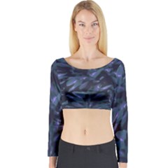 Tropical Dark Patterned Long Sleeve Crop Top