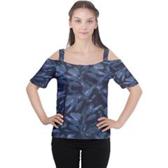 Tropical Dark Patterned Women s Cutout Shoulder Tee