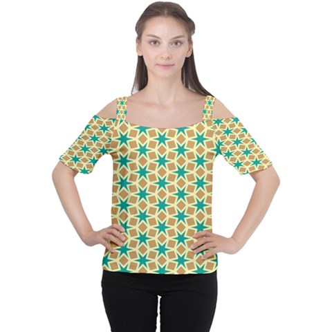 Stars And Squares Pattern Women s Cutout Shoulder Tee by LalyLauraFLM