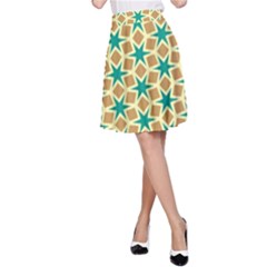 Stars And Squares Pattern A-line Skirt