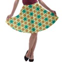 Stars and squares pattern A-line Skater Skirt View1