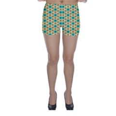 Stars And Squares Pattern Skinny Shorts