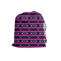 Stripes And Other Shapes Pattern Drawstring Pouch by LalyLauraFLM