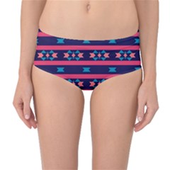 Stripes And Other Shapes Pattern Mid-waist Bikini Bottoms