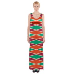 Distorted Rhombus Pattern Maxi Thigh Split Dress