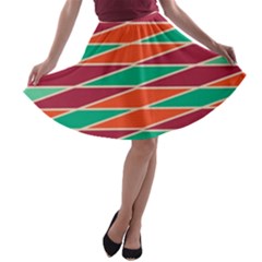 Distorted Rhombus Pattern A-line Skater Skirt