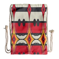 Rhombus Ovals And Stripes Large Drawstring Bag