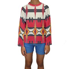 Rhombus Ovals And Stripes  Kid s Long Sleeve Swimwear