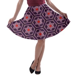 Flowers And Honeycomb Pattern A-line Skater Skirt by LalyLauraFLM