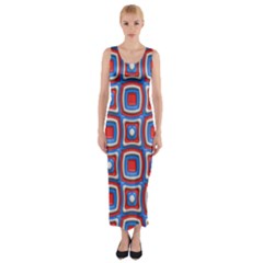 3d Squares Fitted Maxi Dress