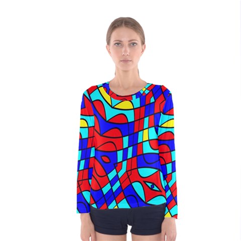 Colorful Bent Shapes Women Long Sleeve T-shirt by LalyLauraFLM