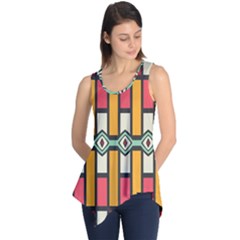 Rhombus And Stripes Pattern Sleeveless Tunic