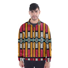 Rhombus And Stripes Pattern Wind Breaker (men)