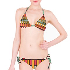 Rhombus And Stripes Pattern Bikini Set