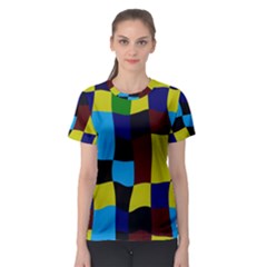 Distorted Squares In Retro Colors Women s Sport Mesh Tee