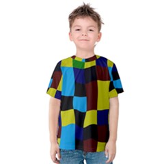 Distorted Squares In Retro Colors Kid s Cotton Tee