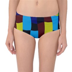 Distorted Squares In Retro Colors Mid-waist Bikini Bottoms