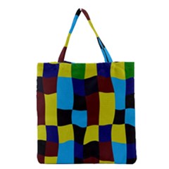 Distorted Squares In Retro Colors Grocery Tote Bag by LalyLauraFLM