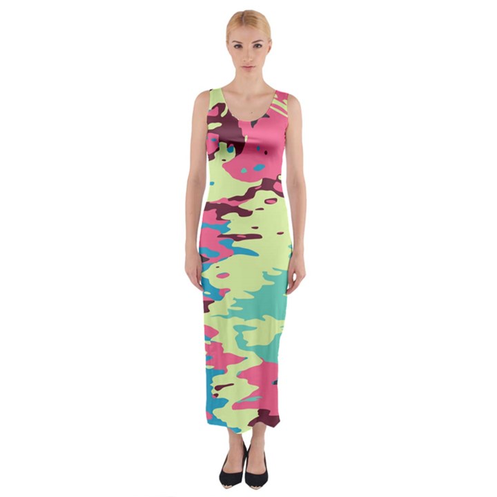 Chaos texture Fitted Maxi Dress