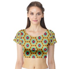 Floral Pattern Short Sleeve Crop Top