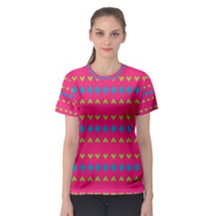 Hearts And Rhombus Pattern Women s Sport Mesh Tee