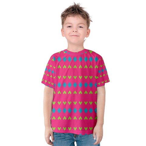 Hearts And Rhombus Pattern Kid s Cotton Tee by LalyLauraFLM