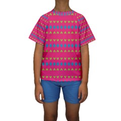 Hearts And Rhombus Pattern  Kid s Short Sleeve Swimwear